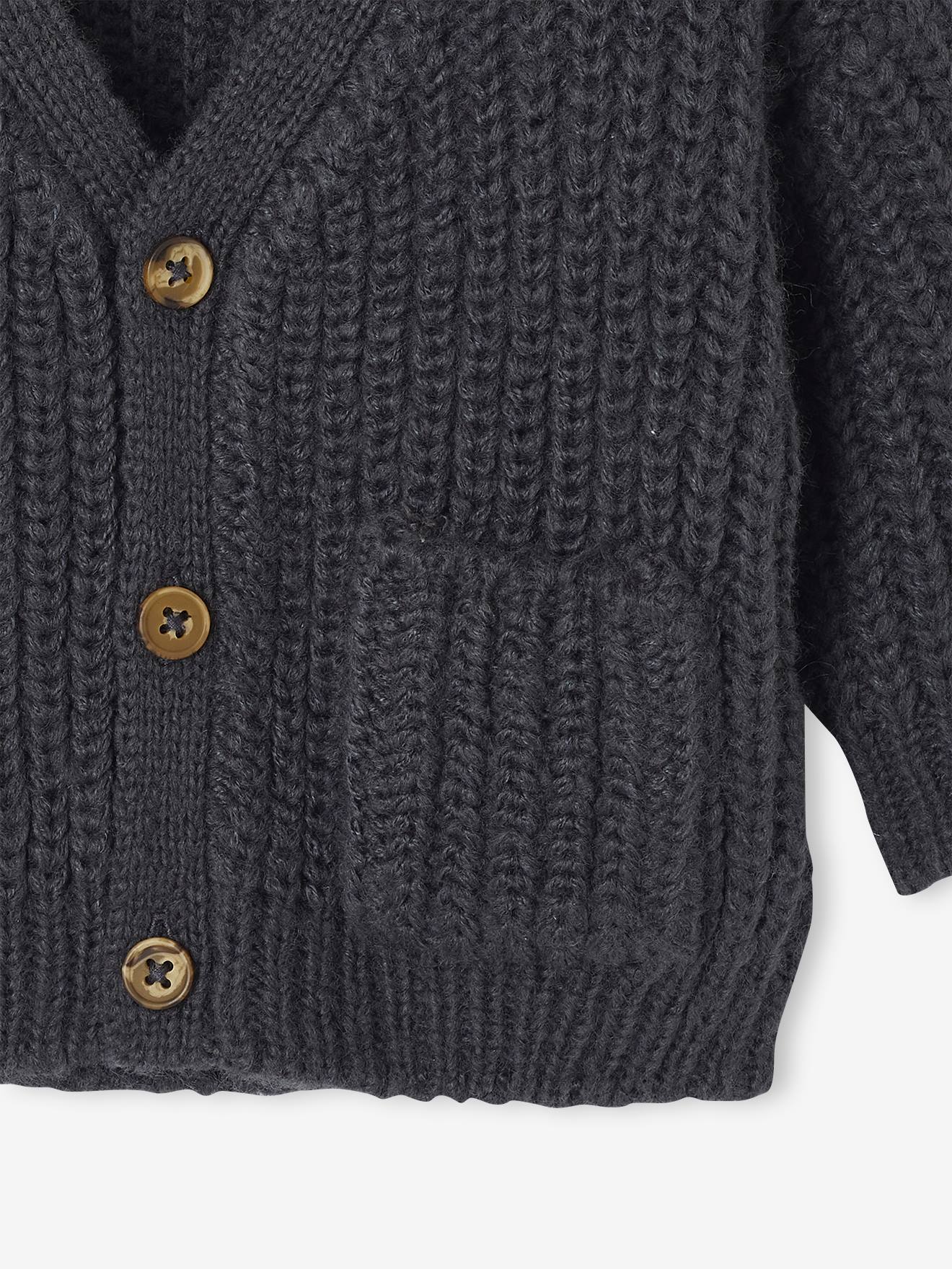 vertbaudet Baby Strickjacke mit V-Ausschnitt, Grobstrick in