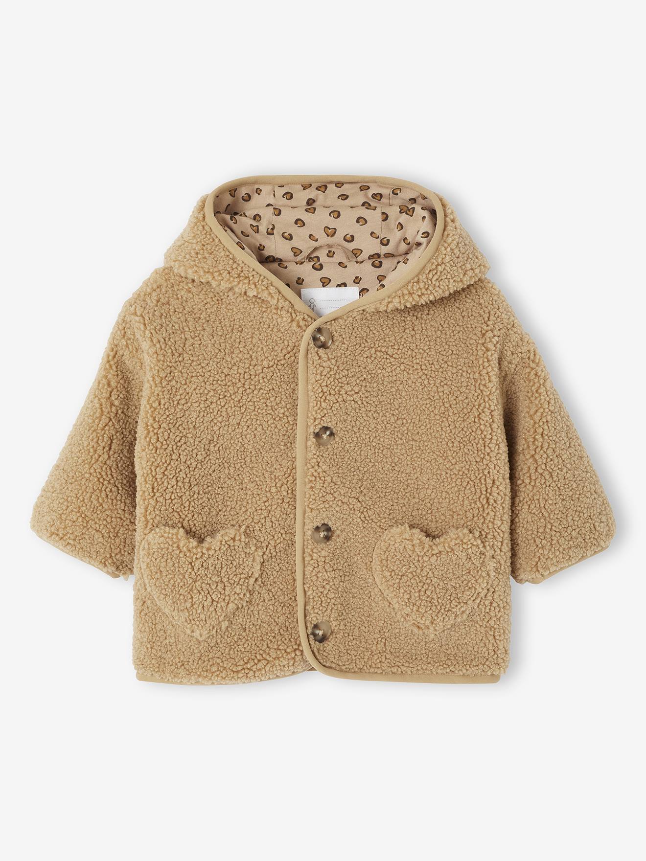 Baby Jacke aus Teddyfleece mit Leo-Futter
