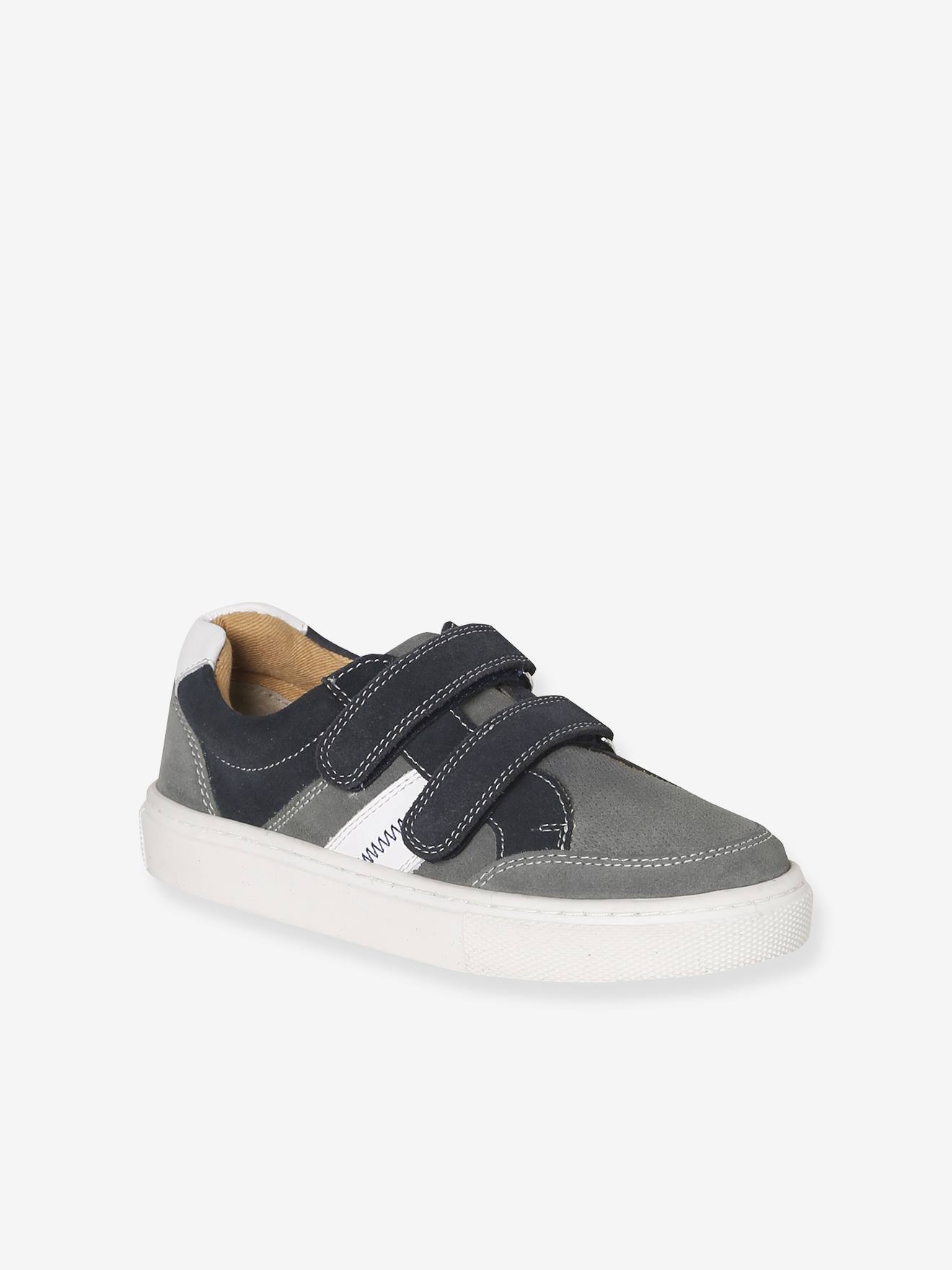 Kinder Klett-Sneakers aus Leder mit Anziehtrick set
