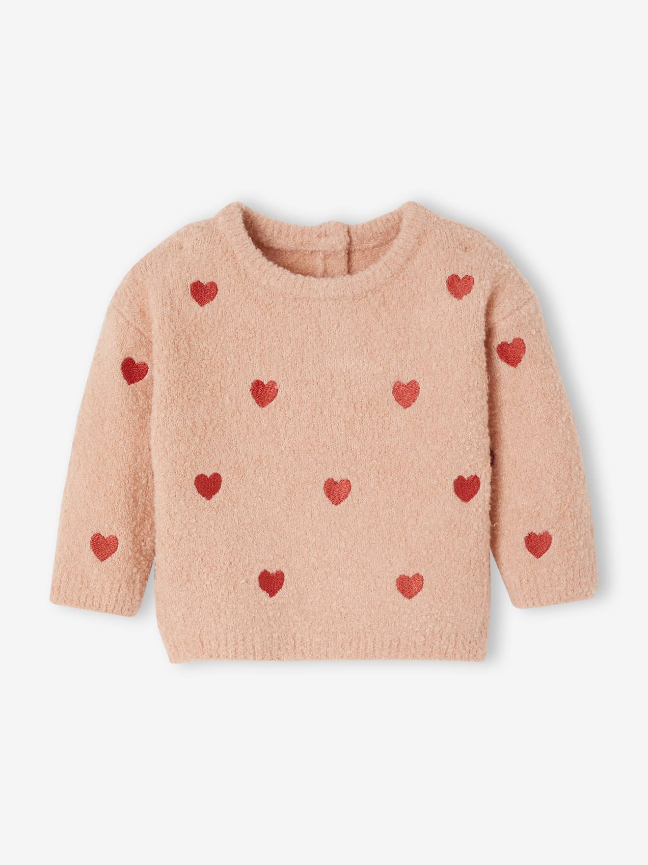Baby Pullover mit kleinen Herz-Stickereien pudrig