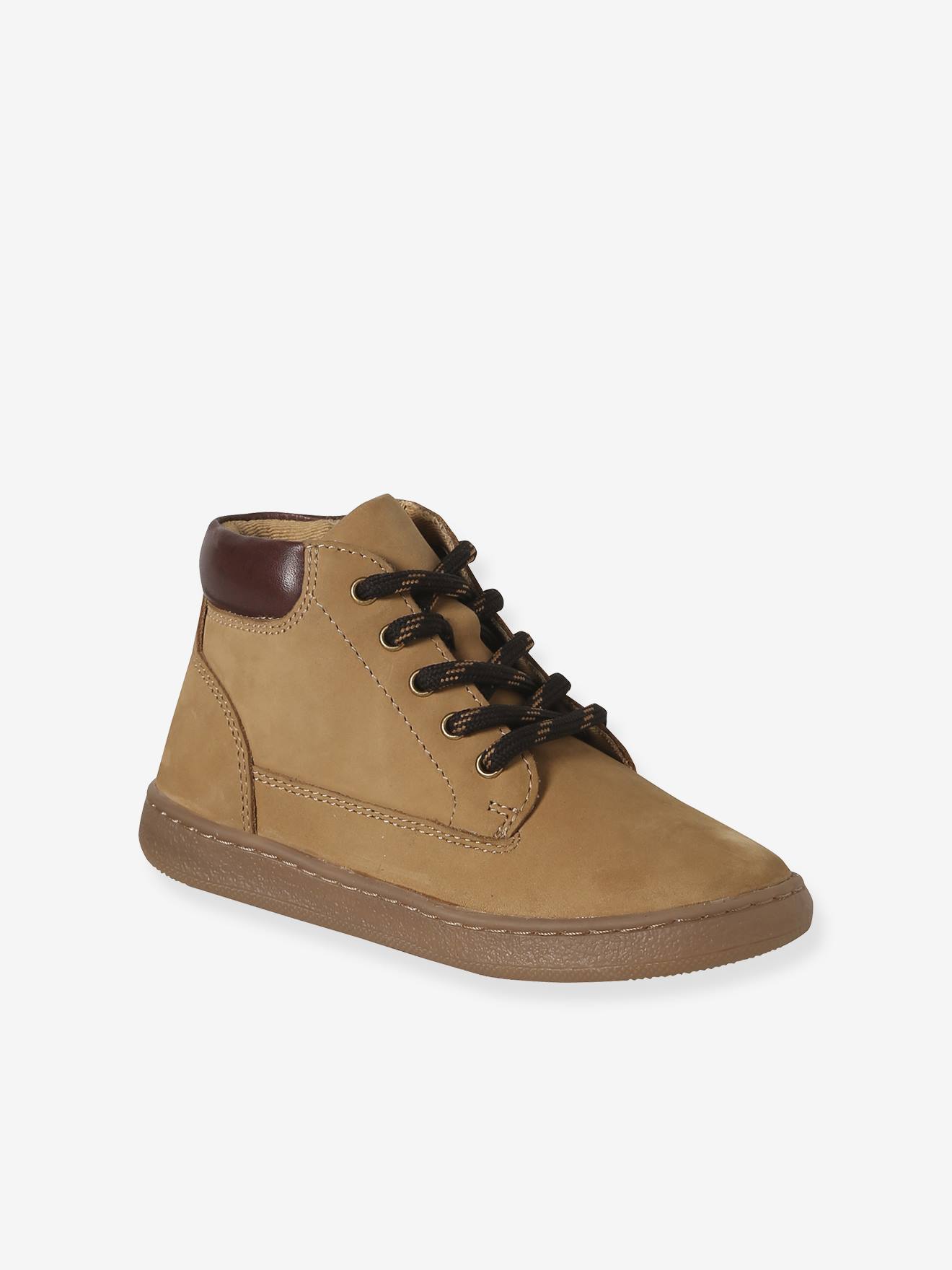 Boots aus Leder mit kontrastierendem Schaft und Zierschnürung für Kinder