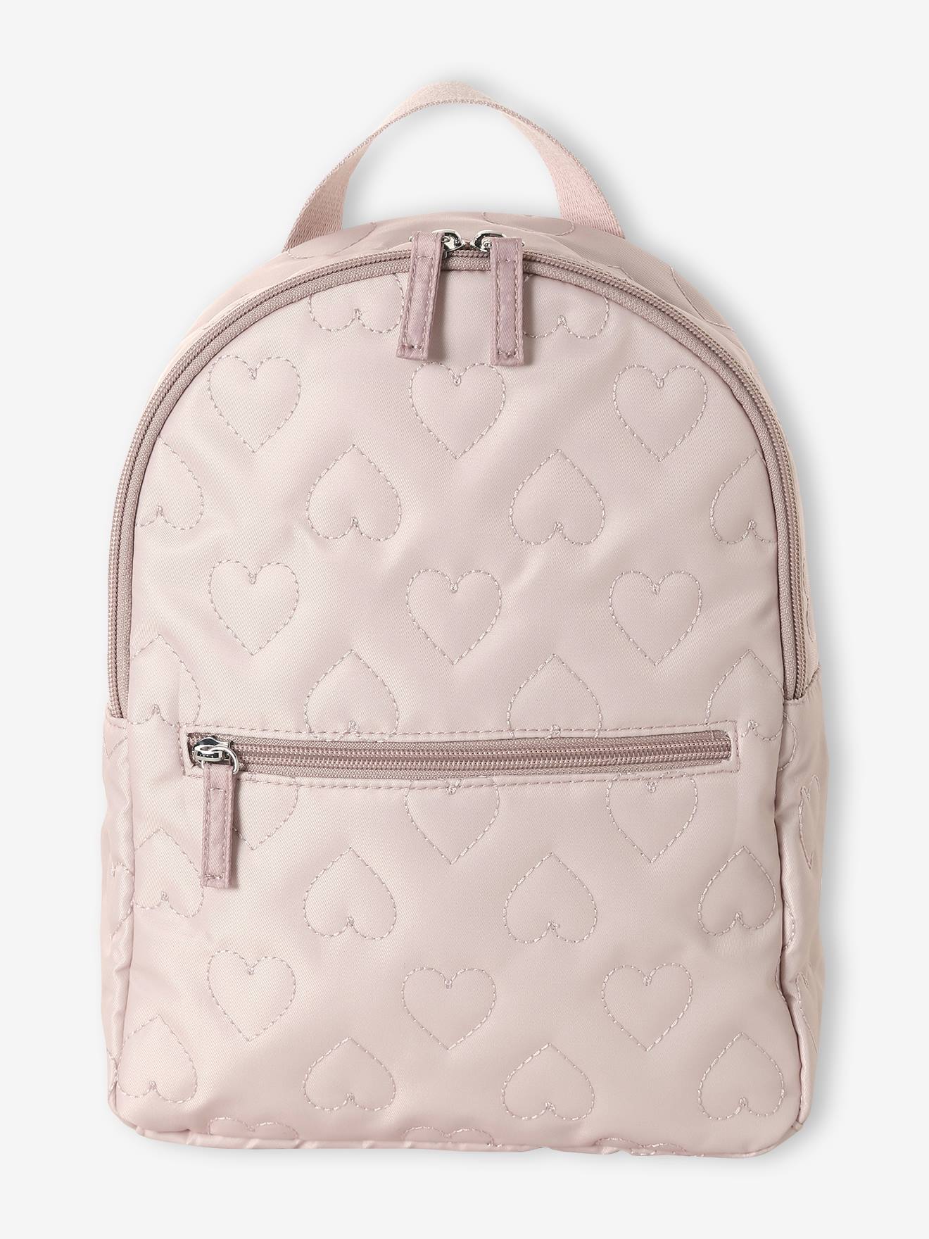 Mädchen Rucksack mit Stepp-Herzen für Kita & Grundschule pudrig