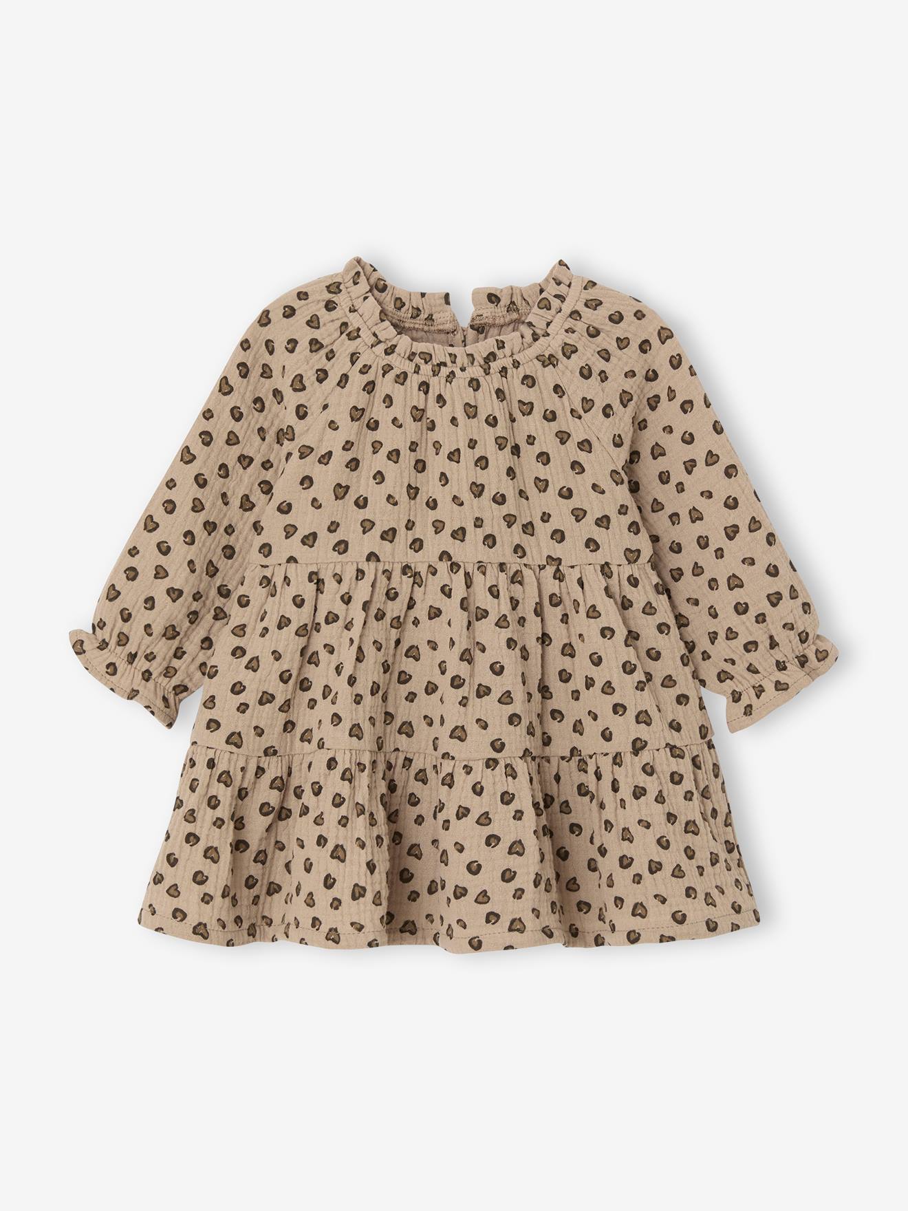 Mädchen Baby Volantkleid aus Baumwollmusselin leo