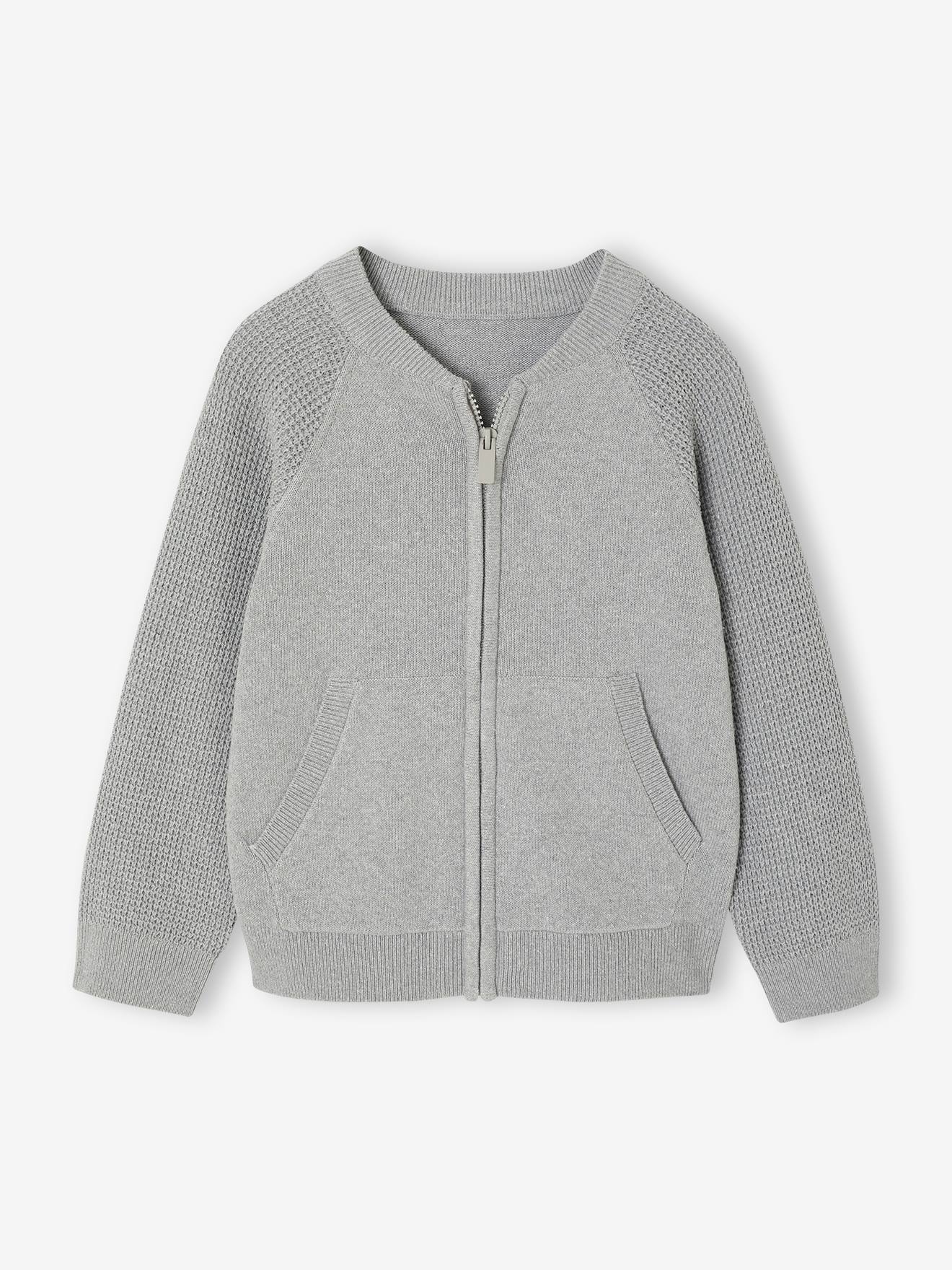 Strickjacke mit Reißverschluss und Kängurutasche für Jungen