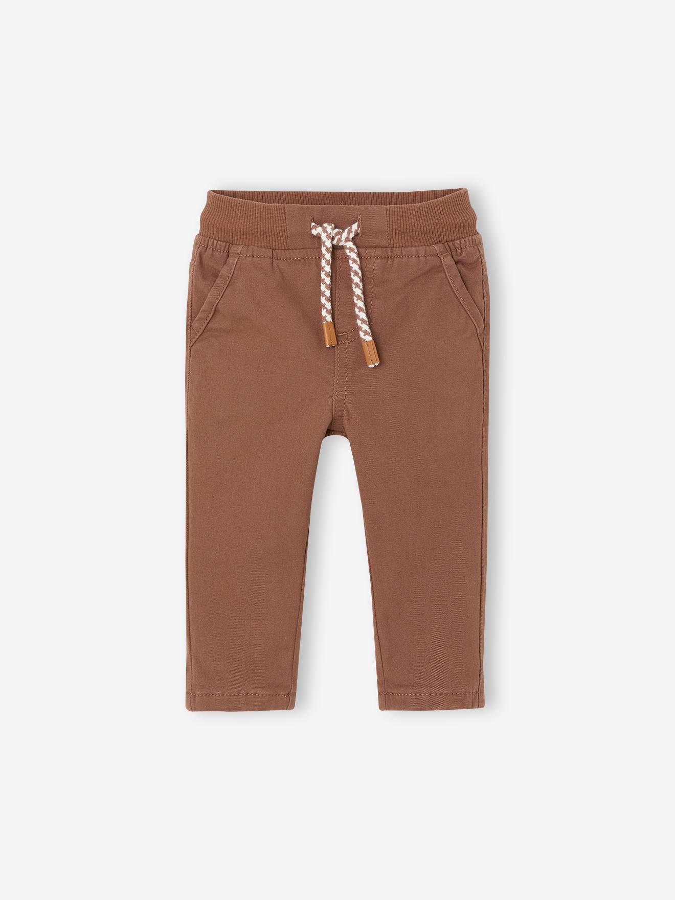 Baby Thermohose gerippter Dehnbund mit Zierkordel pekannuss