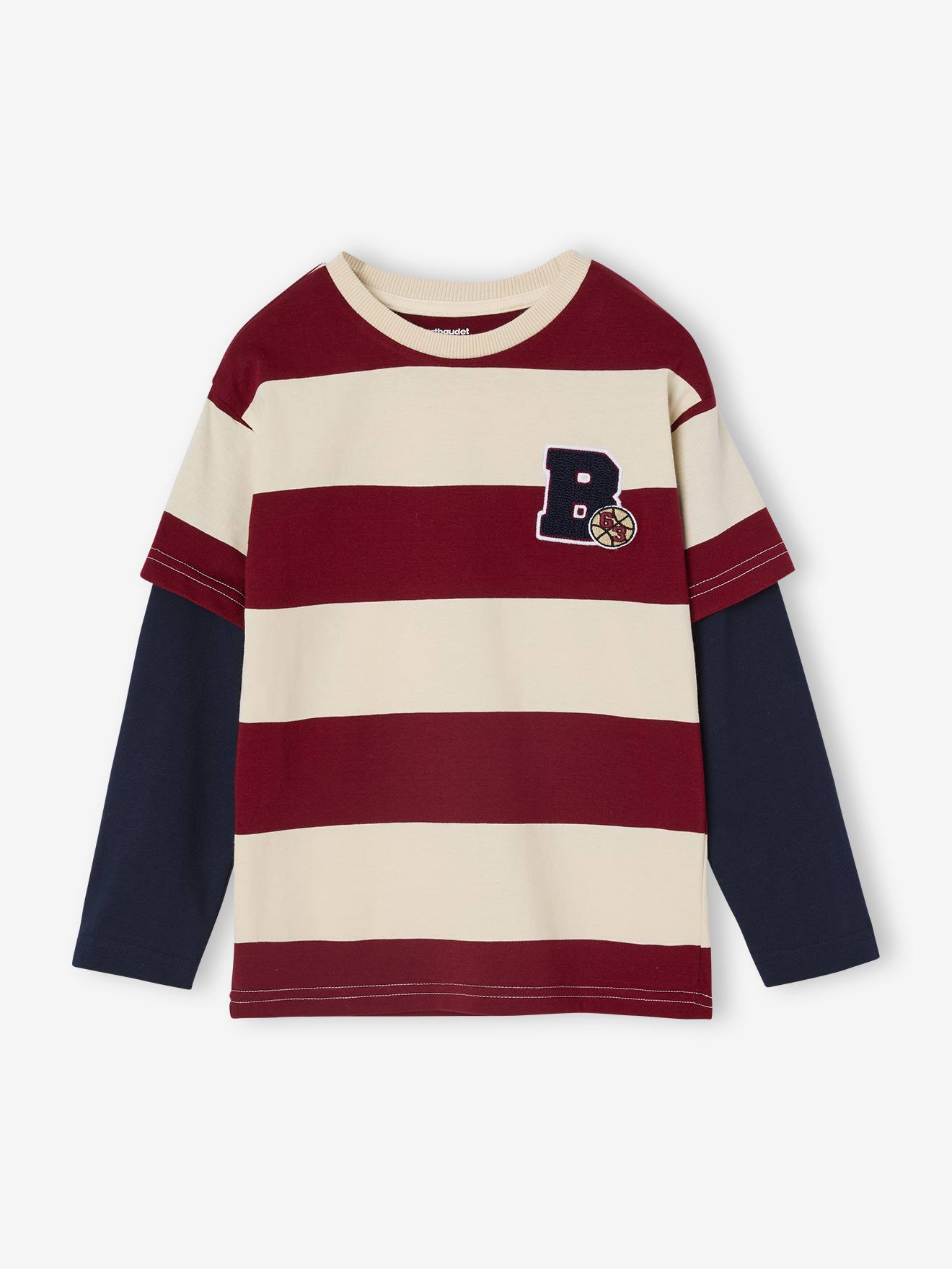Jungen Langarm-Streifenshirt im Lagenlook mit Recycling-Baumwolle