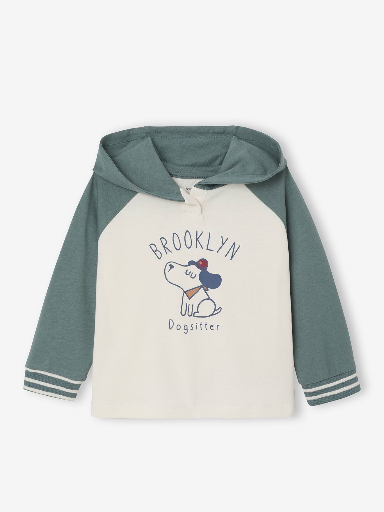 Baby Langarmshirt mit Kapuze & Hundemotiv BROOKLYN Dogsitter