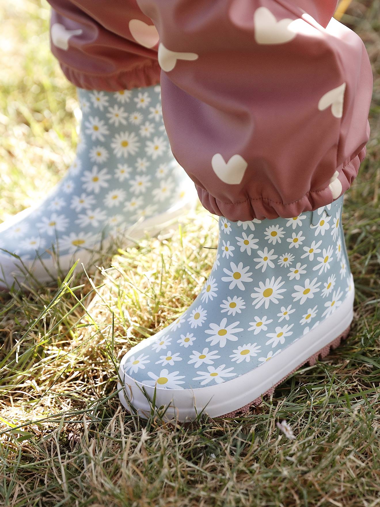 Baby Gummistiefel BLUMEN mit Anziehtrick und Henkel zum Anziehen