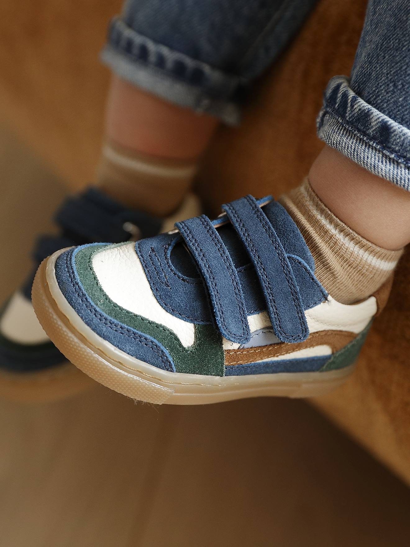 Baby Leder-Sneakers mit Klettverschluss set