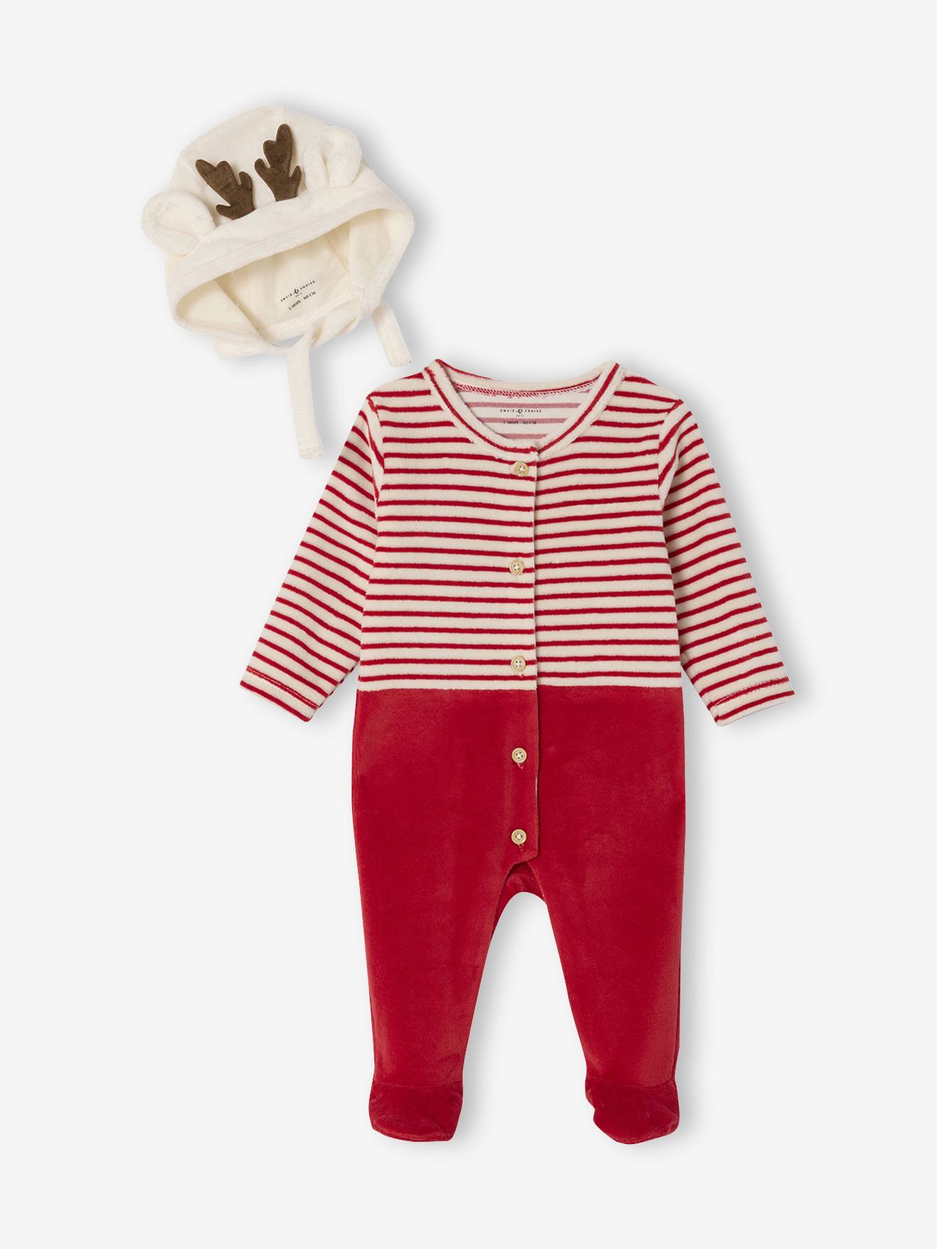 Baby Schlafanzug und Mütze aus Samt ENVIE DE FRAISE Bio-Baumwolle