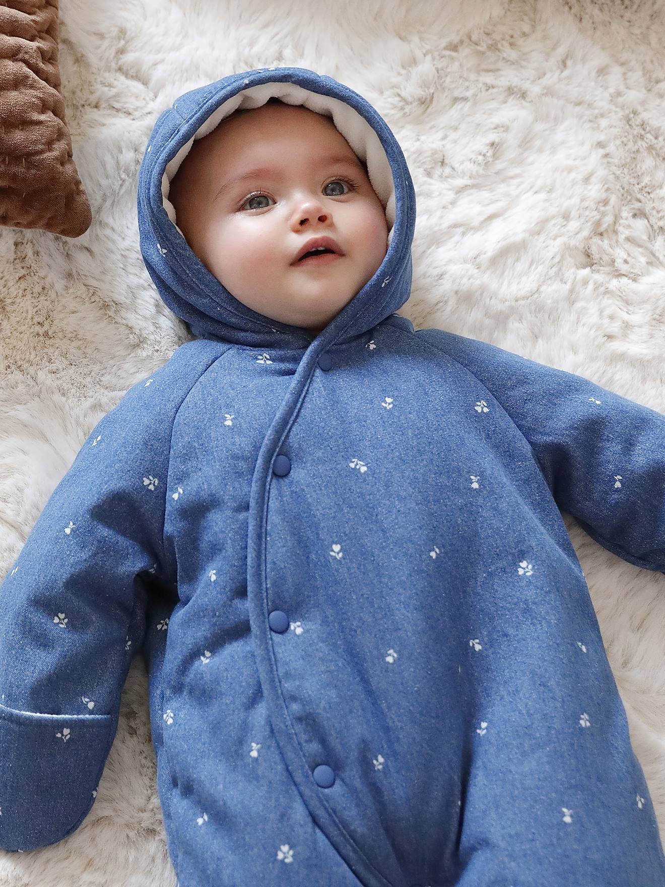 Mädchen Baby Winter-Overall aus Denim mit Fuß