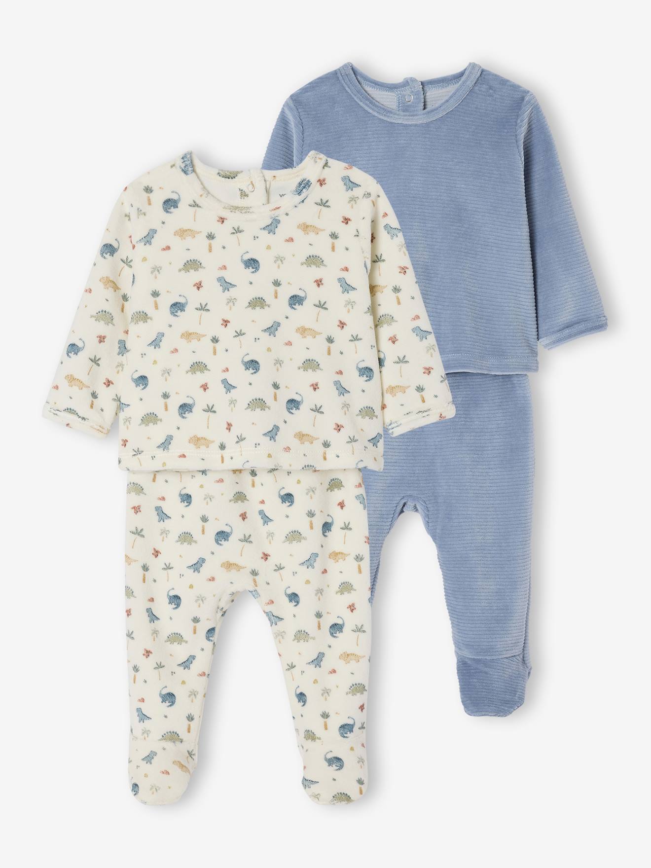 2er-Pack Baby Schlafanzüge aus Cord & Samt