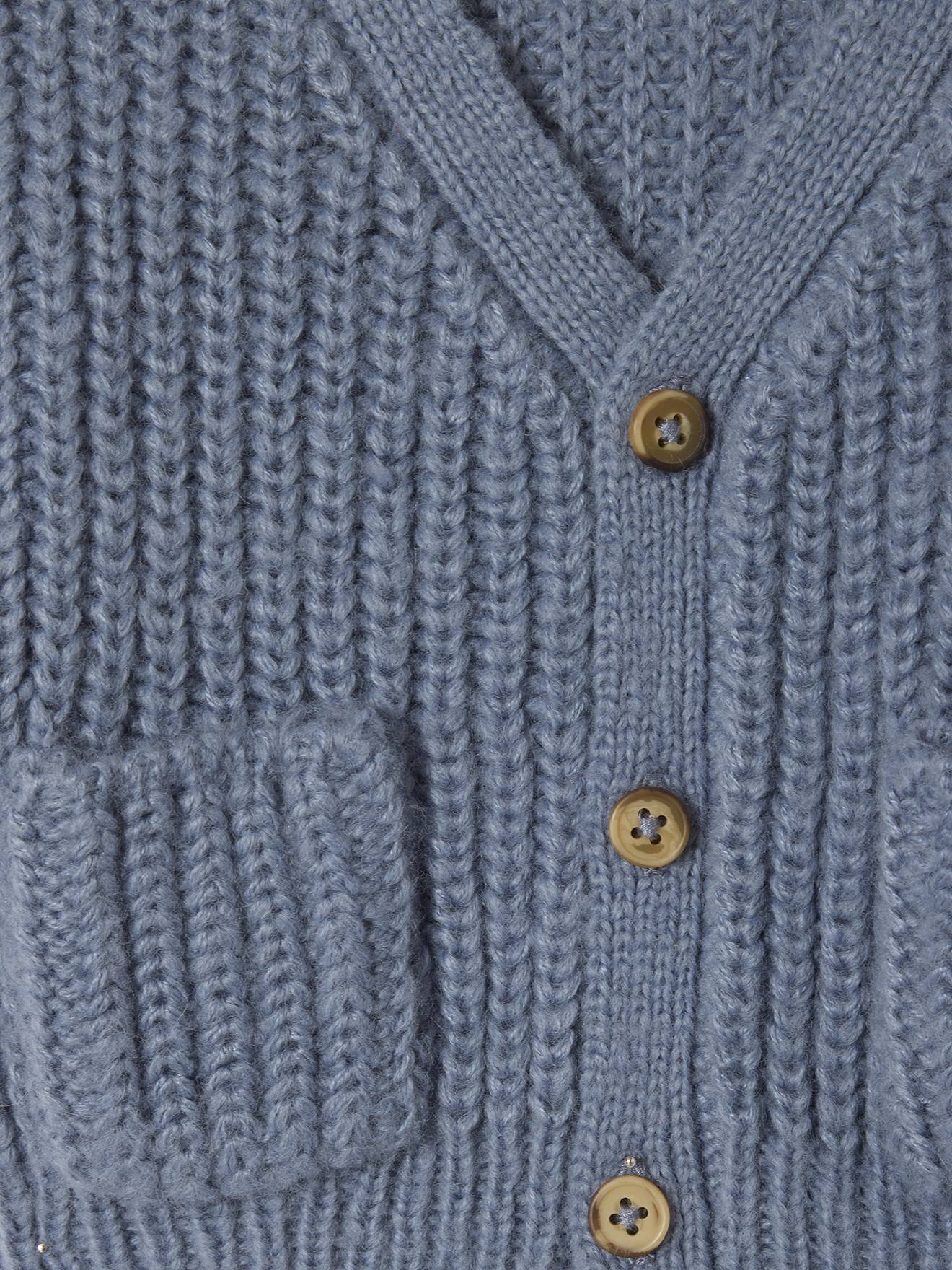 vertbaudet Baby Strickjacke mit V-Ausschnitt, Grobstrick in graublau