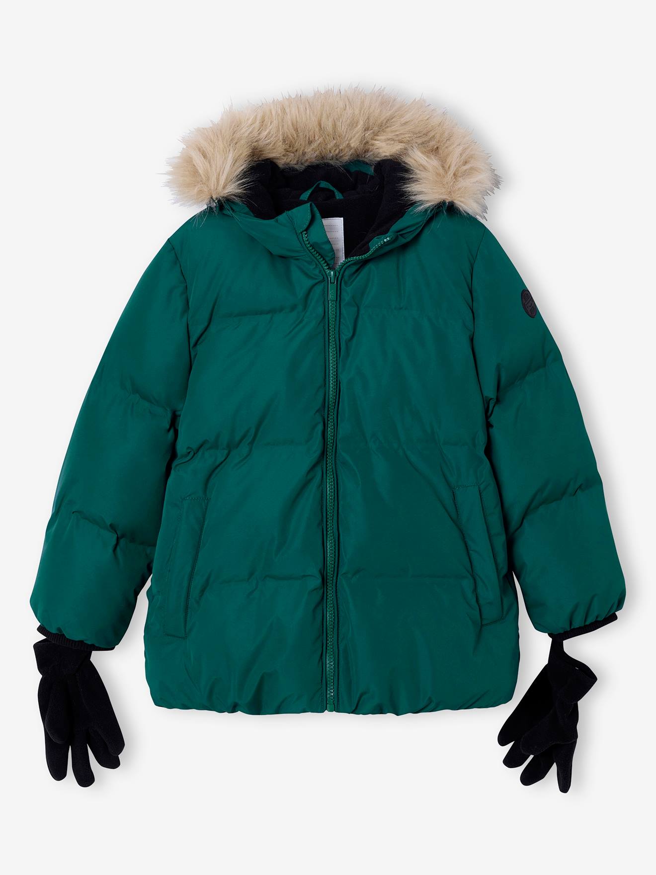 Warme Jungen Winterjacke mit Handschuhen und Recycling-Wattierung n