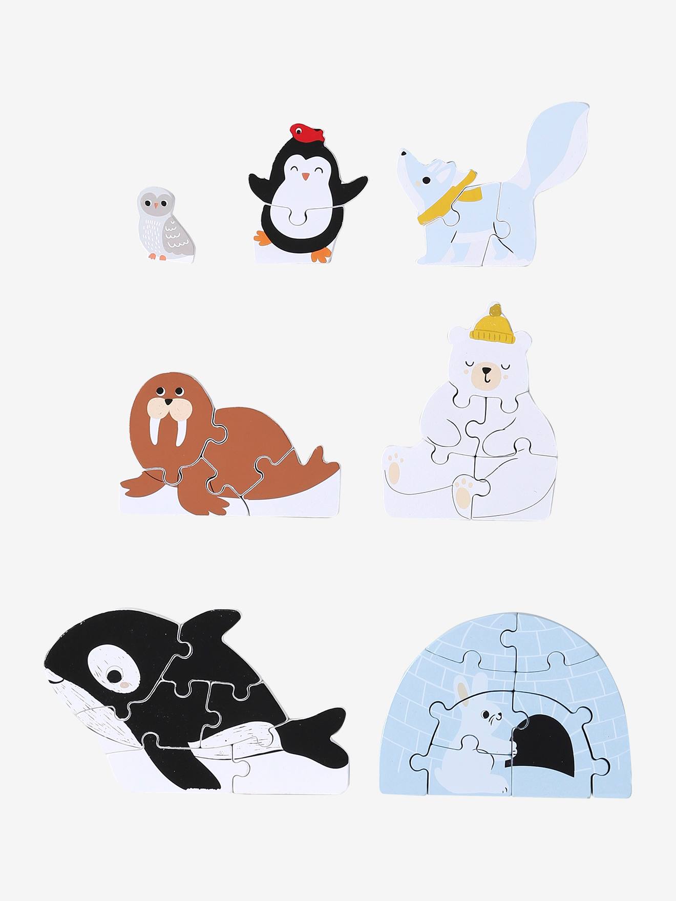 Set aus 3D-Puzzle PINGUIN Tiere der Arktis aus Holz FSC® für Kinder