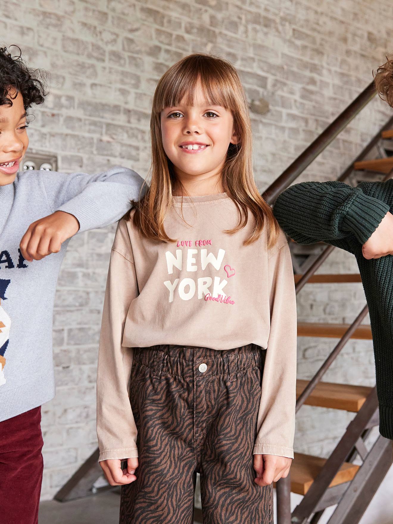 Langarmshirt mit New-York-Motiv und fluoreszierenden Details