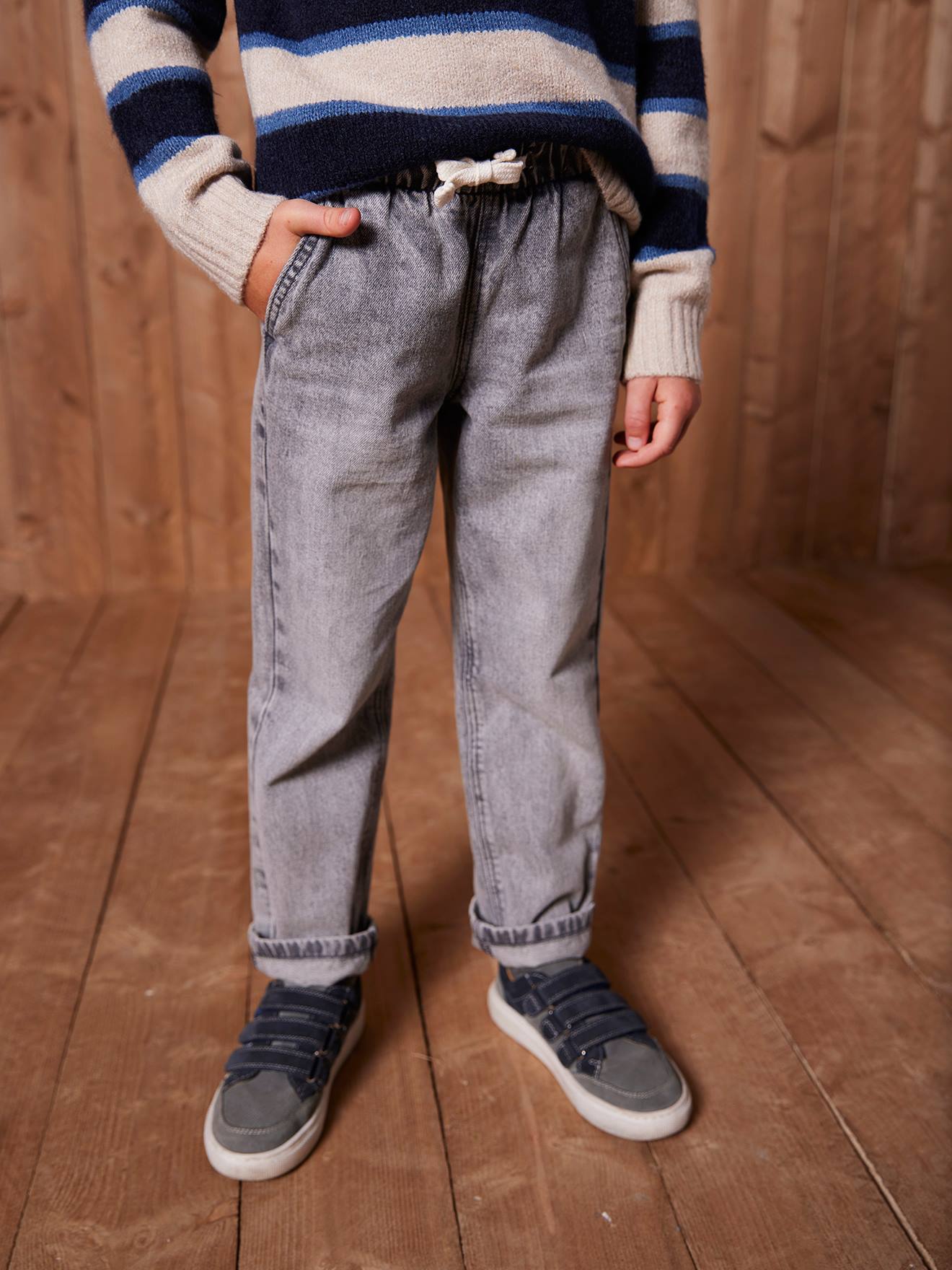 Weite Jungen Jeans mit Dehnbund und Kordelzug